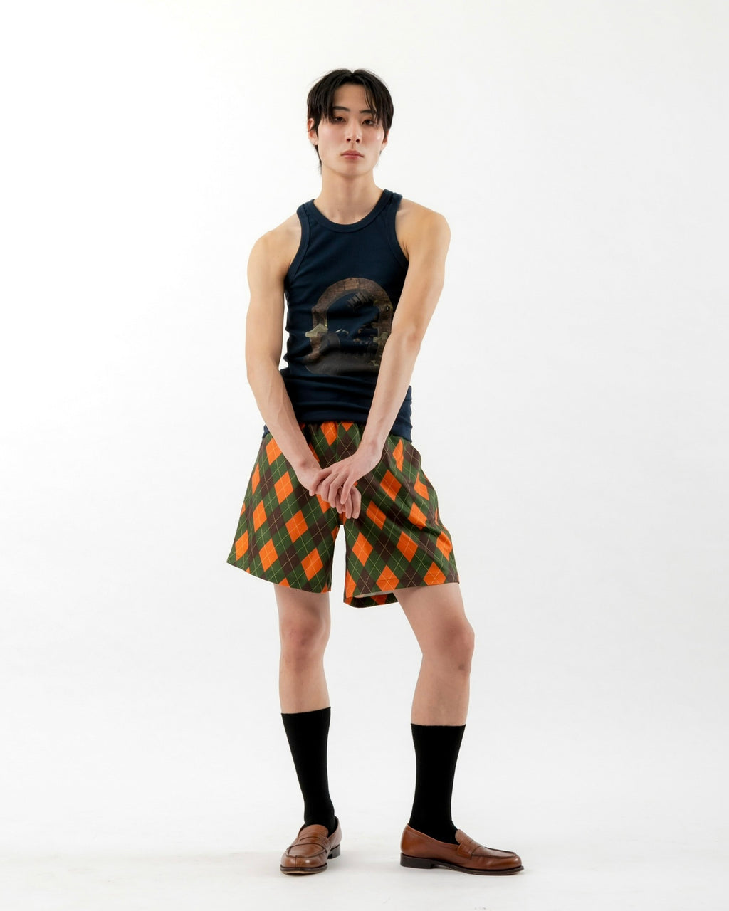 NAVY GRAPHIC TANK TOP