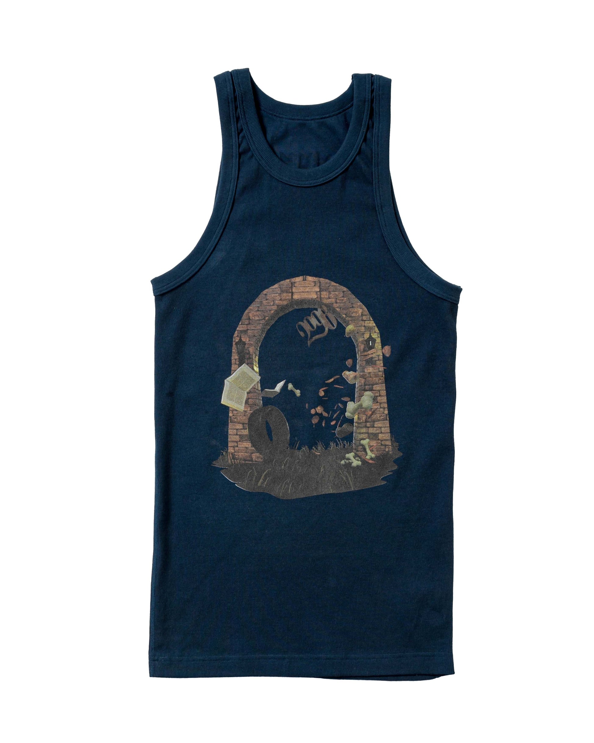 NAVY GRAPHIC TANK TOP